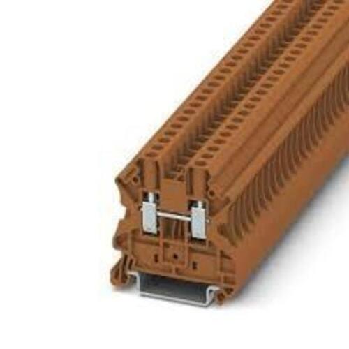 DESCRIPTION: (3) FEED THROUGH TERMINAL BLOCK BRAND/MODEL: PHOENIX CONTACT #UT 4 BN INFORMATION: BROWN RETAIL$: $68.30 EA QTY: 3