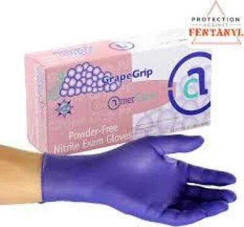 DESCRIPTION: (5) BOXES OF (100) POWDER FREE NITRILE EXAM GLOVES BRAND/MODEL: GRAPE GRIP AMERCARE # SIZE: LARGE RETAIL$: $22.00 EA QTY: 5