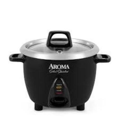 DESCRIPTION: (1) RICE AND GRAIN COOKER BRAND/MODEL: AROMA SIZE: 2QT RETAIL$: $30.00 EA QTY: 1
