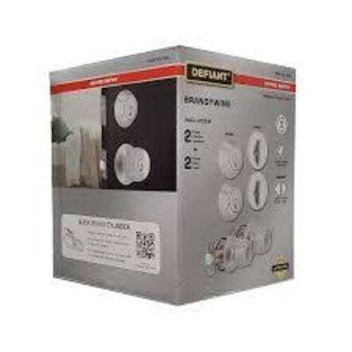 DESCRIPTION: (2) DOOR KNOBS AND DEADBOLT SETS BRAND/MODEL: DEFIANT #1008974340 INFORMATION: STAINLESS STEEL FINISH SIZE: 4 KEYS RETAIL$: $84.47 TOTAL