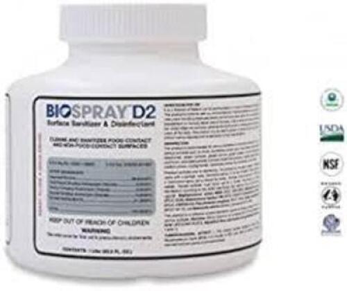 DESCRIPTION: (4) SURFACE SANITIZERBRAND/MODEL: BIOSPRAY D2SIZE: 33.8 FL OZRETAIL$: $21.00 EAQTY: 4