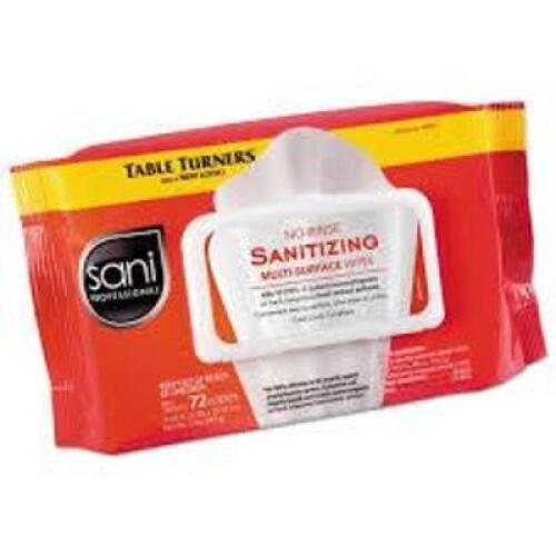 DESCRIPTION: (4) NO RINSE SANITIZING MULTI SURFACE WIPES BRAND/MODEL: SANI PROFESSIONAL SIZE: 72 WIPES RETAIL$: $8.99 EA QTY: 4