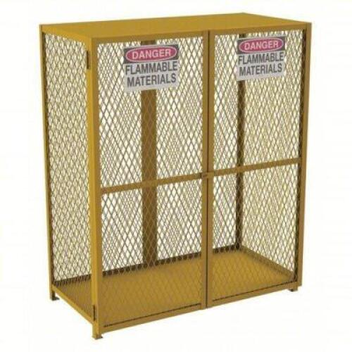 DESCRIPTION: (1) GAS CYLINDER CABINET BRAND/MODEL: CONDOR #491M96 INFORMATION: YELLOW, COMPRESSED GAS/LIQUID PROPANE GAS, 18 VERTICAL CYLINDERS, STEEL