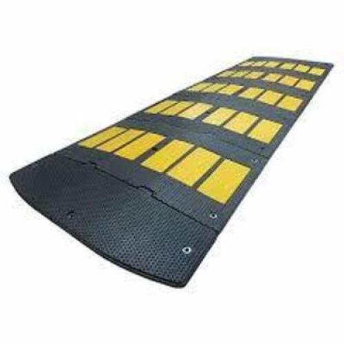DESCRIPTION: (1) SPEED BUMP BRAND/MODEL: PRODUCT NUMBER #29NH27 INFORMATION: BLACK WITH YELLOW STRIPES SIZE: RUBBER, 10' LONG, 36"W, 2"H RETAIL$: $713