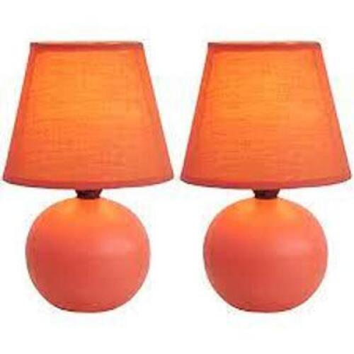 DESCRIPTION: (1) 2 PACK OF GLOBE TABLE LAMP BRAND/MODEL: SIMPLE DESIGNS #LT2008-ORG-2PK INFORMATION: ORANGE RETAIL$: $31.88 TOTAL SIZE: 8. 66" SHADE D