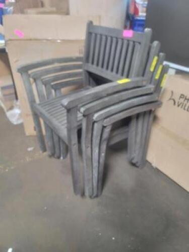 DESCRIPTION: (4) OUTDOOR CHAIRS INFORMATION: GREY RETAIL$: $236.00 TOAL QTY: 4