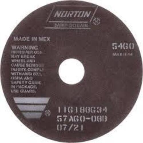 DESCRIPTION: (2) CASES OF (25) NON-REINFORCED CUT OFF WHEELSBRAND/MODEL: NORTON #2D776INFORMATION: TYPE 1, 60 GRITSIZE: 7 in x 1/32 in x 1 1/4 inRETAIL$: $45.59 EAQTY: 2