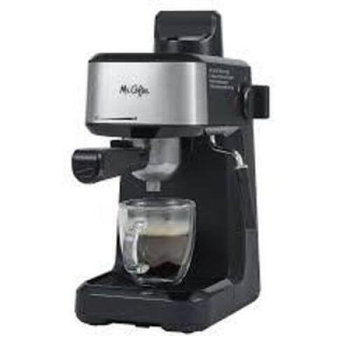 DESCRIPTION: (1) ESPRESSO MAKER BRAND/MODEL: MR. COFFEE INFORMATION: BLACK RETAIL$: $59.99 EA QTY: 1
