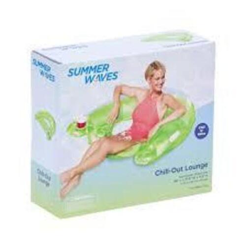 DESCRIPTION: (2) CHILL OUT LOUNGE POOL FLOAT BRAND/MODEL: SUMMER WAVES INFORMATION: GREEN SIZE: 4' LONG, 220 LBS CAPACITY RETAIL$: $14.99 EA QTY: 2
