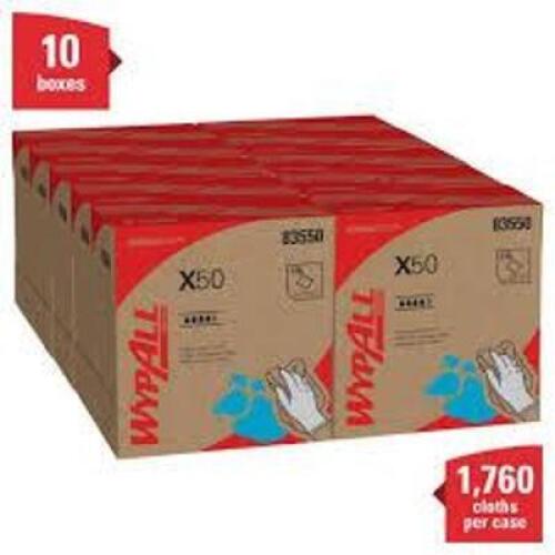 DESCRIPTION: (10) BOXES OF CLEANING CLOTHS BRAND/MODEL: WYPALL #83550 INFORMATION: WHITE SIZE: 8.34" X 12.5" RETAIL$: $86.47 EA QTY: 10