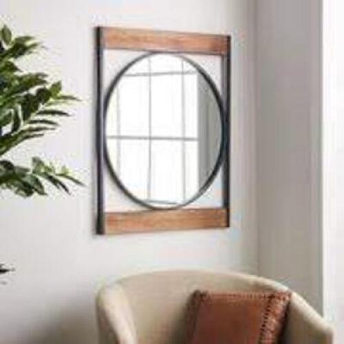 DESCRIPTION: (1) MODERN INDUSTRIAL METAL WALL MIRROR BRAND/MODEL: STYLE CRAFT #DW26469 INFORMATION: WALL MOUNTED RETAIL$: $70.00 SIZE: 0.59 X 29.92 X