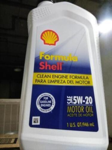 DESCRIPTION: (6) ENGINE OIL BRAND/MODEL: FORMULA SHELL SIZE: 5W-20 1 QT RETAIL$: $8.00 EA QTY: 6