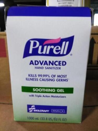 DESCRIPTION: (4) BOXES OF (8) HAND SANITIZING SOOTHING GELBRAND/MODEL: PURELLINFORMATION: FRAGRANCE FREESIZE: 1000MLRETAIL$: $10.00 EAQTY: 4