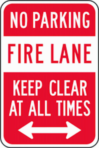 DESCRIPTION: (1) NO PARKING SIGN BRAND/MODEL: BRADY INFORMATION: FIRE LANE RETAIL$: $38.78 EA QTY: 1