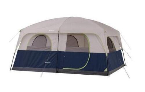 DESCRIPTION: (1) FAMILY CABIN TENT BRAND/MODEL: OZARK TRAIL/WMT-141086 INFORMATION: SLEEPS 10 PEOPLE, FITS 2 QUEEN AIRBEDS SIZE: 14' X 10' RETAIL$: $1