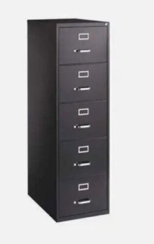 DESCRIPTION: (1) VERTICAL FILE CABINET BRAND/MODEL: HIRSH #17781 INFORMATION: BLACK, DAMAGE TO TOP DRAWER, ALL OTHER DRAWERS OPEN, STEEL SIZE: 5 DRAWE