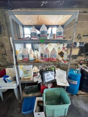 FIVE TIER SHELVING UNIT W/ CONTENTS