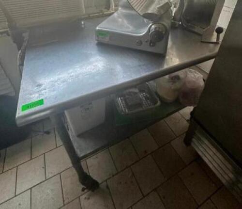 48" STAINLESS STEEL PREP TABLE WITH UNDERSHELF AND CASTERS