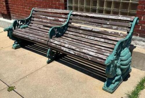 VINTAGE CAMEL MAHOGANY BENCH FROM STATION'S CASINO KC