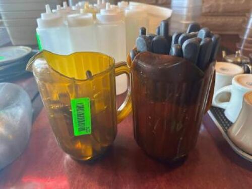 PITCHERS WITH ASSORTED STEAK KNIVES