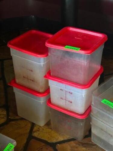(2) - 8 QT. CONTAINERS WITH LIDS AND (3) - 6 QT. CONTAINERS WITH LIDS