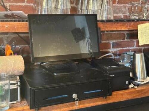 (4) - COMPLETE POS SYSTEMS WITH TOUCH SCREEN MONITOR RECEIPT PRINTER AND CASH DRAWER