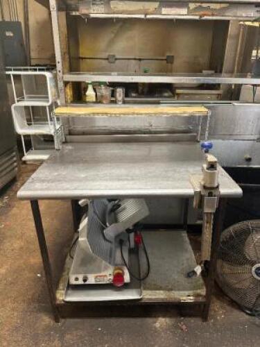 37" STAINLESS PREP TABLE WITH UNDERSHELF AND CAN OPENER