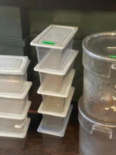 (5) - 1/3 SIZE CONTAINERS WITH LIDS
