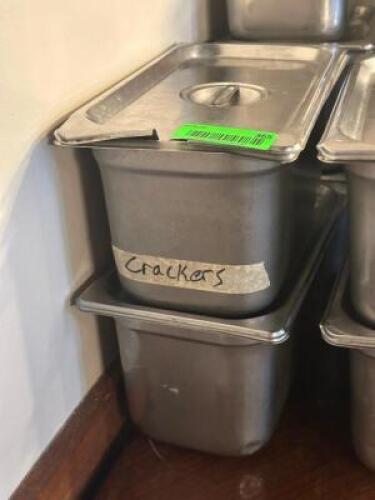 (5) - 1/3 SIZED STAINLESS STEEL INSERTS WITH LIDS