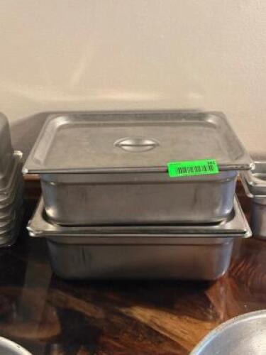 (2) - 1/2 SIZED STAINLESS STEEL INSERTS WITH LIDS