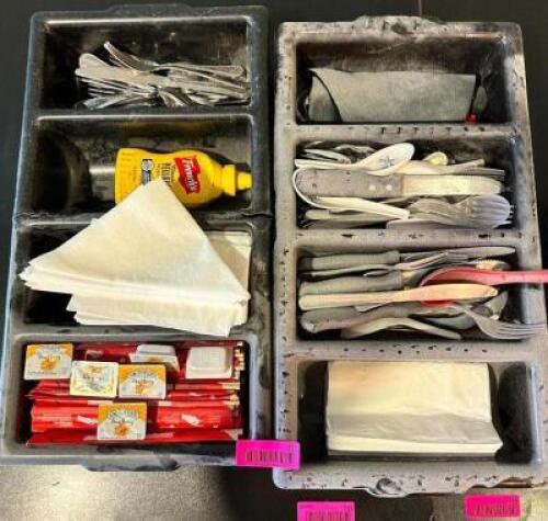 SILVERWARE BINS W/ CONTENTS