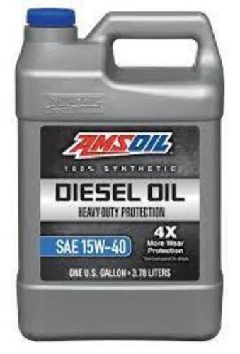 DESCRIPTION: (4) HEAVY DUTY SYNTHETIC DIESEL OIL BRAND/MODEL: AMSOIL INFORMATION: 15W-40 RETAIL$: $38.45 EA SIZE: 1 GALLON QTY: 4