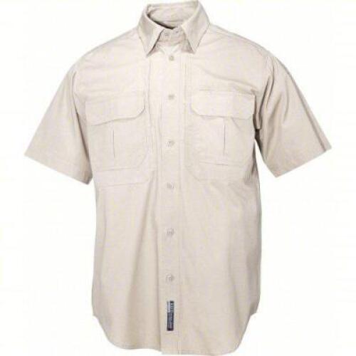 DESCRIPTION: (5) WOVEN TACTICAL SHIRT BRAND/MODEL: 5.11 TACTICAL #6UKD9 INFORMATION: KHAKI, 100% COTTON CANVAS MATERIAL SIZE: LARGE RETAIL$: $87.71 EA