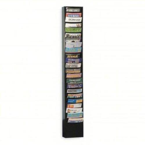 DESCRIPTION: (1) LITERATURE RACK BRAND/MODEL: DURHAM #2KEF6 INFORMATION: BLACK, STEEL, 23 COMPARTMENTS SIZE: 65 1/2 IN OVERALL HT, 4 1/8 IN OVERALL DP