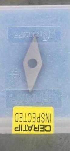 DESCRIPTION: (4) CBN TURNING INSERTS BRAND/MODEL: KYOCERA VBGW332T00315ME RETAIL$: $291.64 QTY: 4