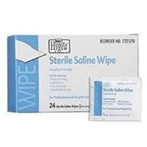 DESCRIPTION: (6) CASES OF (24) PACKS OF STERILE SALINE WIPE BRAND/MODEL: HYGEA #C22370 RETAIL$: $6.00 A BOX QTY: 6