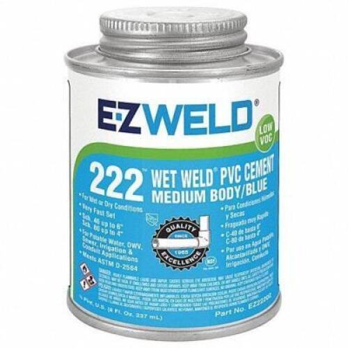 DESCRIPTION: (4) BLUE SOLVENT CEMENT BRAND/MODEL: EZ WELD #5E530 RETAIL$: $4.61 EA SIZE: 8 FL OZ QTY: 4