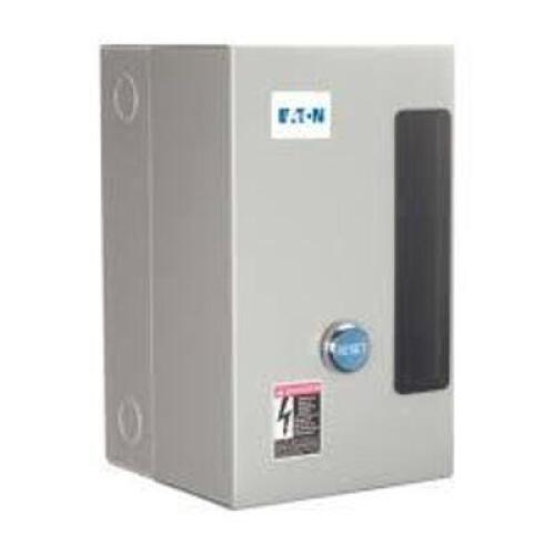 DESCRIPTION: (1) ENCLOSED MAGNETIC MOTOR STARTER BRAND/MODEL: EATON #6VLL3 INFORMATION: NON-REVERSING, 3 POLES, NEMA SIZE 1, 27 A, 208V AC COIL RETAIL