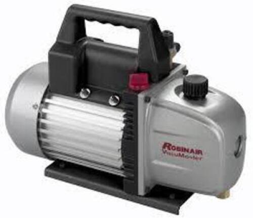 DESCRIPTION: (1) VACUMASTER SINGLE STAGE VACUUM PUMP BRAND/MODEL: ROBINAIR #15310 INFORMATION: SINGLE-STAGE, 3 CFM SILVER RETAIL$: $156.11 EA QTY: 1