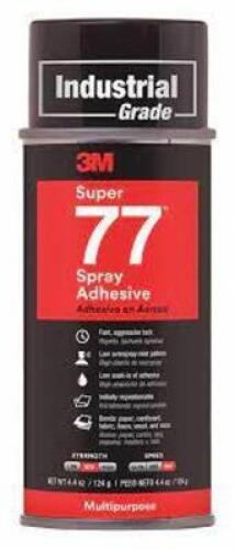 DESCRIPTION: (5) SPRAY ADHESIVE BRAND/MODEL: 3M SUPER 77 RETAIL$: $12.64 EA SIZE: 4.4 OZ QTY: 5