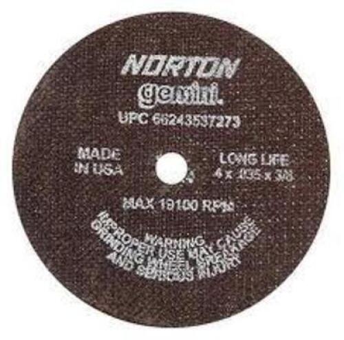 DESCRIPTION: (2) BOXES OF (25) CUT OFF WHEELS BRAND/MODEL: NORTON #25TZ27 INFORMATION: ALUMINUM OXIDE, 60 GRIT SIZE: 4" X .035" X 3/8" RETAIL$: $5.03