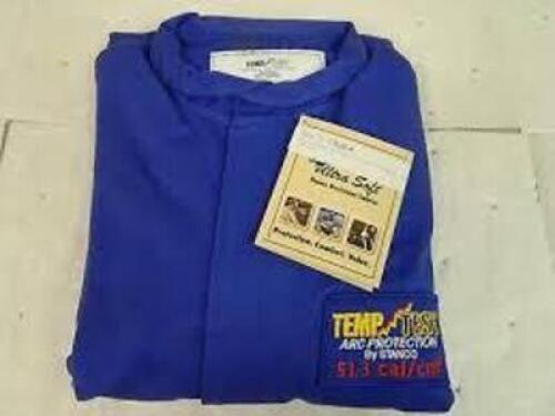 DESCRIPTION: (1) ARC FLASH FLAME RESISTANT FABRICS BRAND/MODEL: STANCO #TT45650-M INFORMATION: TEMP TEST, BLUE SIZE: 50" COAT RETAIL$: $68.60 EA QTY: