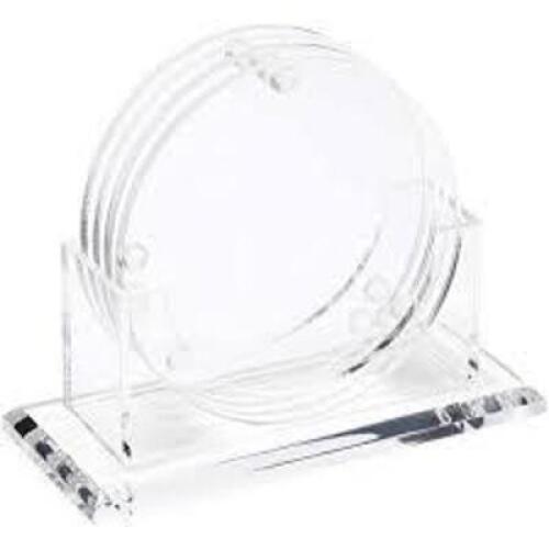 DESCRIPTION: (4) SETS OF (4) WINE GLASS COASTERSINFORMATION: CLEAR WITH STANDQTY: 4