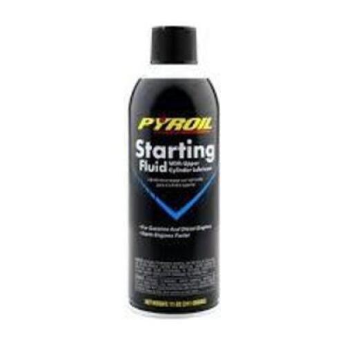 DESCRIPTION: (6) STARTING FLUID BRAND/MODEL: PYROIL RETAIL$: $5.00 EA SIZE: 11 OZ QTY: 6