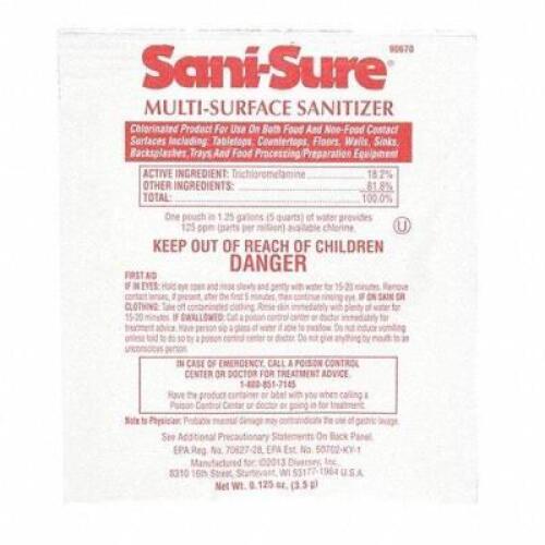 DESCRIPTION: (1) CASE OF (100) MULTI-SURFACE SANITIZER BRAND/MODEL: DIVERSEY #32GR55 RETAIL$: $51.60 SIZE: .125 OZ QTY: 1