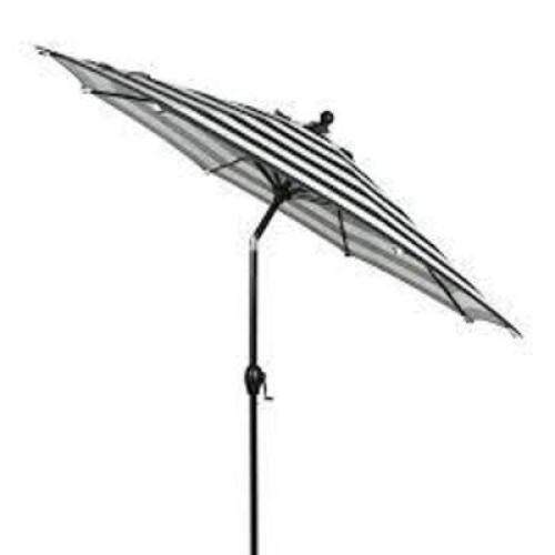 DESCRIPTION: (1) PREMIUM OUTDOOR UMBRELLA BRAND/MODEL: BETTER HOMES AND GARDENS INFORMATION: IBIZA STRIPE - BLACK AND WHITE SIZE: 9' RETAIL$: $59.67 E