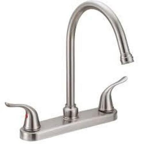 DESCRIPTION: (1) KITCHEN FAUCET BRAND/MODEL: GENUINE FAUCETS #10199 INFORMATION: BRUSHED NICKEL SIZE: TWO HANDLE RETAIL$: $59.68 EA QTY: 1