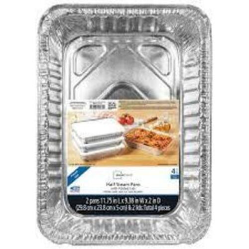 DESCRIPTION: (2) LASAGNA PANS BRAND/MODEL: MAINSTAYS INFORMATION: ALUMINUM, 1 LID INCLUDED SIZE: 13.5" L X 9.62" W X2.75"H RETAIL$: $3.48 EA QTY: 2
