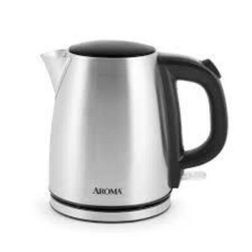 DESCRIPTION: (1) ELECTRIC KETTLE BRAND/MODEL: AROMA INFORMATION: STAINLESS SIZE: 4 CUPS RETAIL$: $24.02 EA QTY: 1