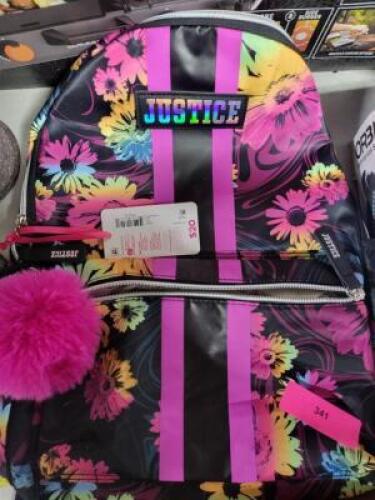 DESCRIPTION: (1) BACKPACK BRAND/MODEL: JUSTICE RETAIL$: $20.00 EA QTY: 1